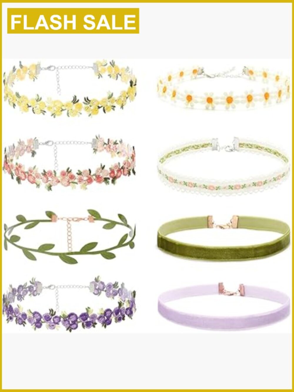 6-Piece Velvet Lace Choker Set Adjustable Gothic Classic Daisy Necklaces